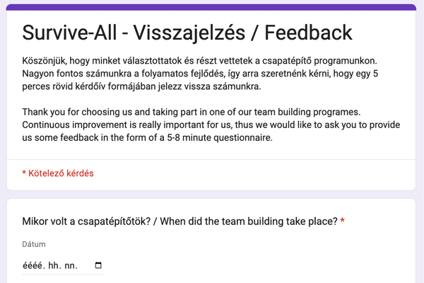 Lesz lehetőség visszajelzést adni a nap végén?